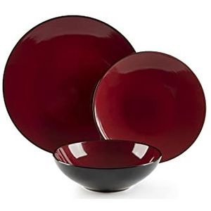 Excelsa Japan 18-delige serviesset Stoneware, rood en zwart