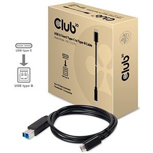 Club 3D CAC-1524 USB 3.1 kabel G2 type C naar B-stekker, 1 m, zwart