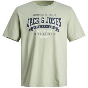 Jack & Jones Jjelogo Ss O-hals 2 kraag Ss24 Sn shirt met korte mouwen voor heren, Lichtgroen - Donkerblauw - Wit