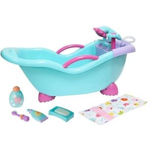 JC Toys - For Keeps! badkuip met functionele douche voor poppen tot 40 cm, inclusief 6 accessoires, ideaal om te spelen, blauw, ontworpen door Berenguer, +2 jaar