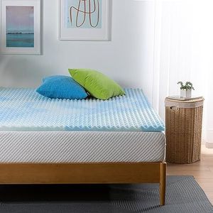 Zinus Swirl Gel viscoschuim matrasoplegger, koeling, verkoelend design met luchtcirculatie, drukontlasting, 150 x 190 cm, voor matrassen, bed en bank