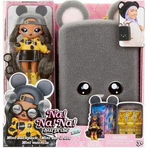 Na Na Surprise Mini Backpack Series 2 - Marisa Mouse - grijze pluche muisrugzak en modepop - ideaal voor kinderen vanaf 4 jaar