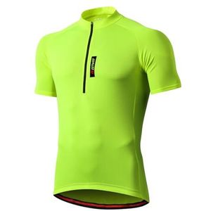 FEIXIANG Fietsshirt voor heren, korte mouwen, outfit, T-shirt, fietsen, ademend, droogt snel, fiets, Geel.