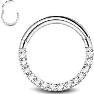 FIOROYAL 16G 18G septum ringen voor vrouwen 316L chirurgisch roestvrij staal scharnier septum clicker neusringen opaal CZ kraakbeen conch helix rook piercing sieraden, Kubieke zirkonia, Geen edelsteen