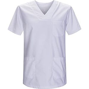 MISEMIYA Uniseks medische dienst T-shirt voor volwassenen, wit, 4XL, Wit.