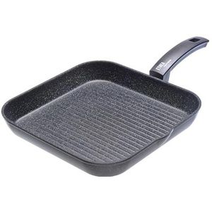 Moneta Etnea Grillpan met antiaanbaklaag, aluminium, zwart, 28 x 28 cm, Made in Italy