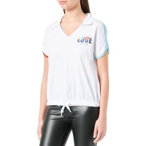 Love Moschino T-shirt à manches courtes et col en V pour femme, Blanc optique., 48