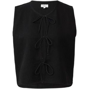 s.Oliver Gilet en tricot côtelé avec fermetures à nœuds, Noir, 46