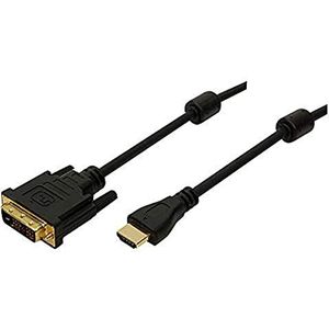 LogiLink CH0004 HDMI-kabel (Ferrit-Core-stekker naar DVI-stekker, 2 m) zwart