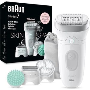 Braun Silk-épil 7 SkinSpa 7-081 Épilateur pour une épilation facile, peau lisse et soyeuse, blanc/argenté