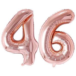 Ponmoo Ballonnen met cijfer 46/64, roségoud, 0 1 2 3 4 5 6 7 8 9 10 20 30 40 50 60 70 80 90 100 ballon leeftijd opblaasbare verjaardag ballonnen verjaardag cijfers ballon 64/46 roze