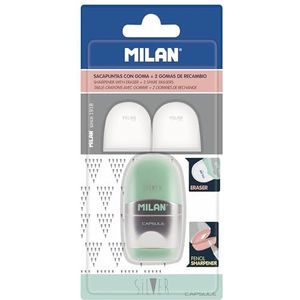 MILAN - Gum puntenslijper Capsule Silver met 2 gummetjes
