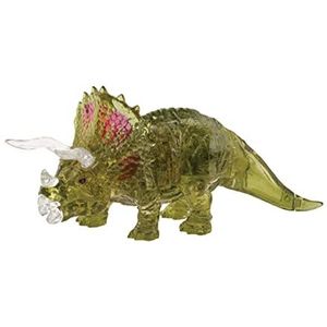 HCM Kinzel 90271 59204-3D Crystal Triceratops puzzel met nest en eieren, voor volwassenen en kinderen, 61-delig, transparant groen