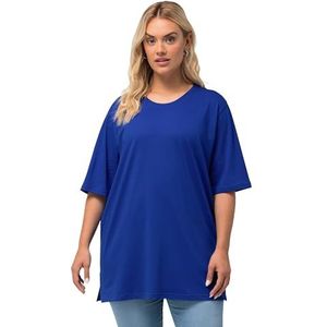 Ulla Popken Basic shirt met lange mouwen voor dames, ronde hals, Kobalt Blauw