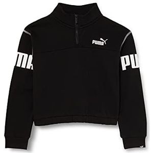 PUMA Crew FL G Sweatshirt met halve ritssluiting voor meisjes, Puma Zwart