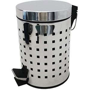 MSV 3 liter glanzende zilveren toiletemmer met uitneembare binnenemmer in glanzende stijl