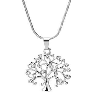 Ouran Halsketting met levensboom hanger voor dames, gouden of zilveren ketting, cadeau voor meisjes, halsketting met CZ kristal, Zirkonia