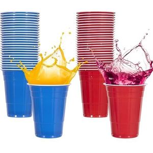 Noa Home Deco Set van 50 herbruikbare plastic bekers - 473 ml - perfect voor kamperen, Kerstmis, verjaardagen, bruiloften en feesten