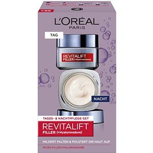 L'Oréal Paris Hyaluronzuur, anti-aging gezichtsverzorging, anti-aging, anti-rimpel en nachtverzorging, anti-rimpel met microfiller hyaluronzuur, verpakking van 2 stuks (2 x 50 ml)
