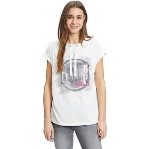 Cartoon T-shirt imprimé avec col pour femme, Crème/argenté, 42