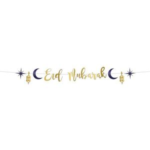 Folat 24891 Mubarak decoratieve letterslinger, 1,5 m, ster en maan, ramadan accessoires, meerkleurig