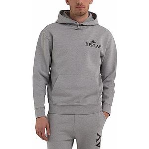 REPLAY Heren Hoodie M08 grijs gemêleerd, XL, M08 grijs gemêleerd