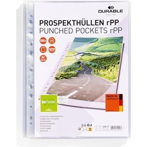 DURABLE 100 stuks A4 premium transparante geperforeerde hoezen