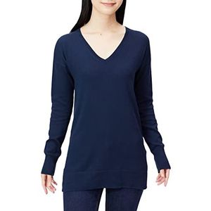 Amazon Essentials Lichte tuniek voor dames met lange mouwen en V-hals (verkrijgbaar in grote maten) marineblauw, XS