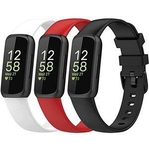 Chofit 3 stuks compatibel met Fitbit Inspire 3, zachte siliconen reservearmband voor Inspire 3 Activity Tracker, silicone