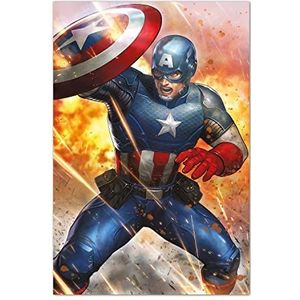 Officiële Marvel Captain America poster onder het vuur, 91 x 61,5 cm, Captain America poster, coole poster, kunstdruk, poster, posters, wandafbeeldingen