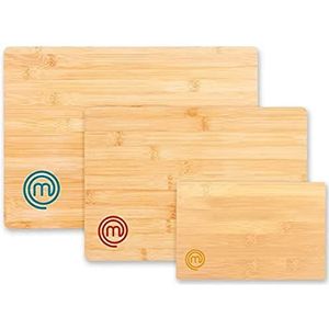 MasterChef Snijplanken van bamboe, set houten snijplank met groeven, 38 x 27,5 cm, 34 x 23,5 cm, 23 x 15 cm, antibacterieel oppervlak, ideaal voor het snijden van brood, groenten, fruit en vlees