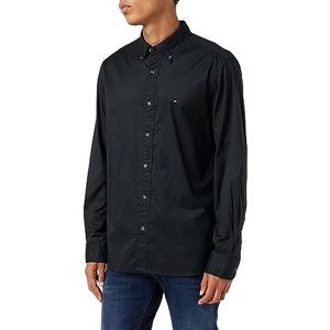 Tommy Hilfiger Core Flex Poplin Rf T-shirt casual overhemden voor heren, zwart.