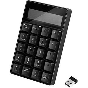 LogiLink ID0199 - draadloos toetsenbord (2,4 GHz) met rekenmachine en lcd-display, zwart