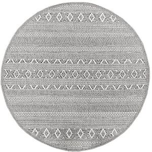 Mia's tapijten Adora – modern tapijt, boho-stijl, geschikt voor binnen en buiten, ideaal voor keuken en eetkamer, D-1, 95-grijs, 120 cm rond