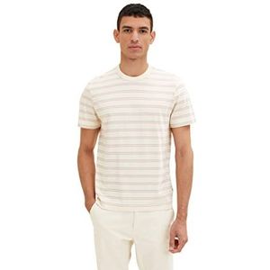TOM TAILOR T-shirt voor heren, 31459 - Vintage Beige Multi Stripe
