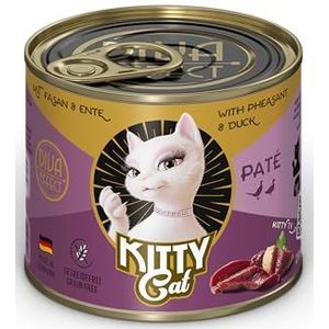 KITTY Cat Paté Fasan & Eend, 6 x 200 g, natvoer voor katten zonder granen, met taurine, zalmolie en groenlipmossel, compleet voer met hoog vleesgehalte, gemaakt van