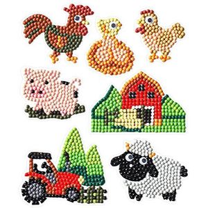 Pracht Creatives Hobby Diamond Painting stickerset, boerderijmotief, knutselset voor het maken van stickers met glanzende stenen, voor kinderen vanaf 5 jaar