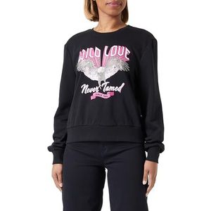 ONLY Onlnomi L/S Wild O-hals Box CC Swt Trainingspak voor dames, Zwart/bedrukt: adelaar