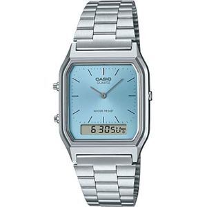 CASIO AQ-230A-2A1MQYES analoog kwartshorloge voor dames, met roestvrijstalen band, zilver, armband, zilver., armband