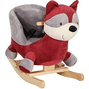 TROIS KILOS SEPT - Knuffel ""Wasbeer"" met wip - Baby (10/36 maanden) - 60 x 50 cm - Houten sokkel - Ergonomische zitting en 3-punts riem