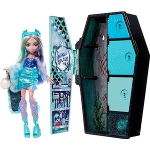 Monster High Monsterlijke geheime set, Lagoona blauwe modepop, serie iriserende look, met kist en meer dan 21 accessoires, speelgoed voor kinderen vanaf 4 jaar, HNF77