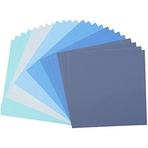 Florence Vaessen Creative Kartonnen papier, blauwe kleuren, 216 g, 30,5 x 30,5 cm, 24 vellen, gestructureerd oppervlak, om te schilderen, scrapbooking en meer