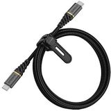 OtterBox USB C-C USB PD 1 m versterkte gevlochten kabel, snel opladen, Performance Plus-serie, zwart