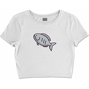Bona Basics, Basic T-shirt met digitale print voor dames, 100% katoen, wit, casual, maat: XL, wit, XL korte taille, Wit