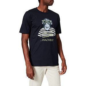 Trigema Heren T-shirt met grote aapprint, Navy Blauw