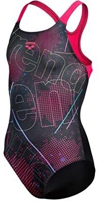 arena Girl's Arena Galactic zwempak Swim Pro Back eendelig badpak voor meisjes, zwart/roze