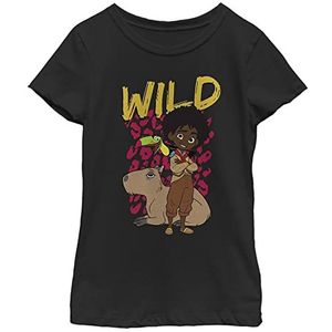 Disney Encanto Antonio Wild Animals Poster T-shirt voor meisjes, zwart, zwart.