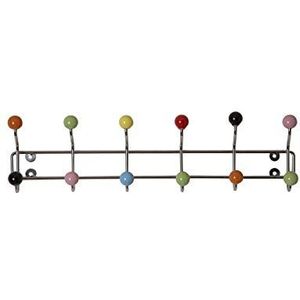 ASPECT Luxe wandkapstok met 12 kledinghaken, frame met chromen afwerking en veelkleurige keramische ballen
