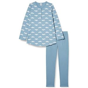 Petit Bateau Meisjes A054b Pijamaset, Rover/Marshmallow, 10 jaar EU, Blauw/Wit