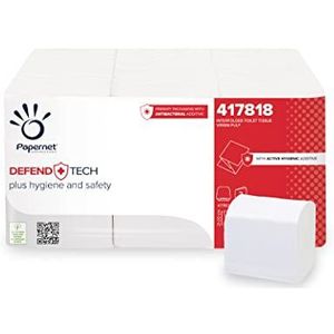 Papernet Defend Tech 417818 hygiënisch papier met antibacteriële formule, 12 verpakkingen van 6 stuks per 200 scheuren, 21 x 11 cm